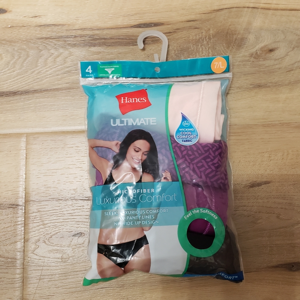 Hanes Ultimate Microfiber Luxurious Comfort Women's Underwear Four Pack Size L
